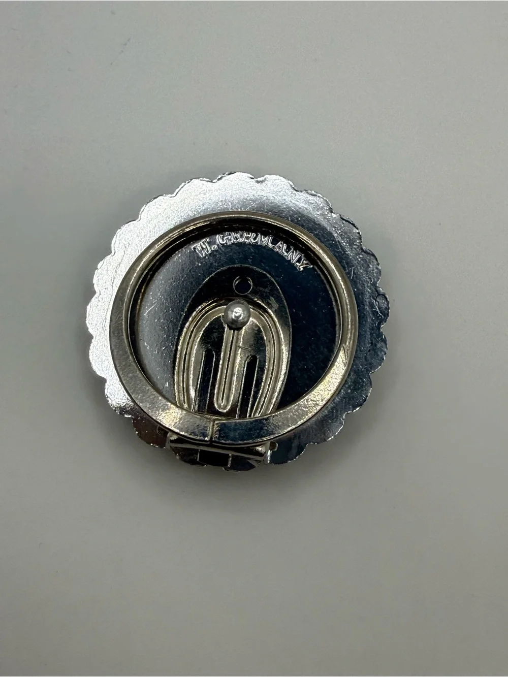 Vintage W Germany Silver Tone Ornate Floral Scarf Clip Mid Century